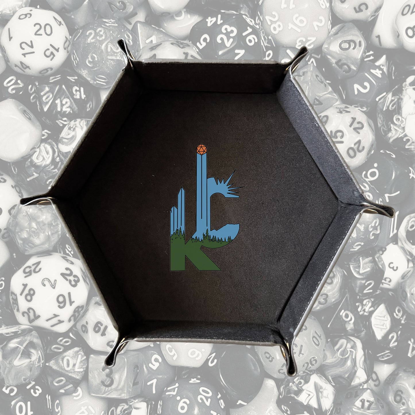 Katahdin Con Dice Tray – Foldable PU Leather Dice Tray for DND, RPG & Tabletop Games | 4 Designs, 6 Colors