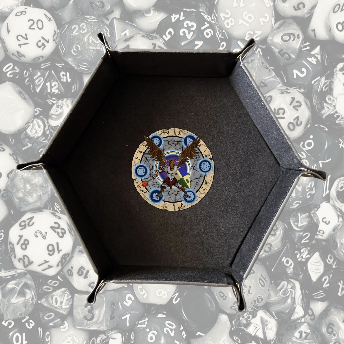Katahdin Con Dice Tray – Foldable PU Leather Dice Tray for DND, RPG & Tabletop Games | 4 Designs, 6 Colors