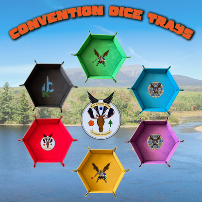 Katahdin Con Dice Tray – Foldable PU Leather Dice Tray for DND, RPG & Tabletop Games | 4 Designs, 6 Colors