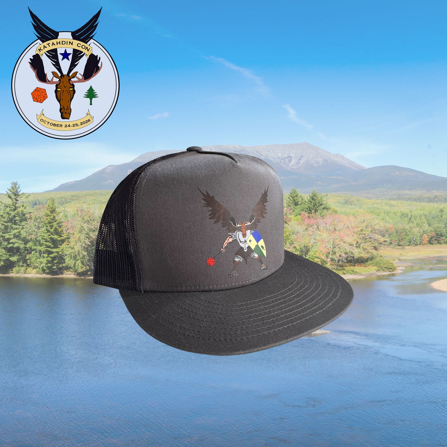 Katahdin Con Flat Brim Trucker Hat - Maine RPG Convention Apparel 4 Styles Available