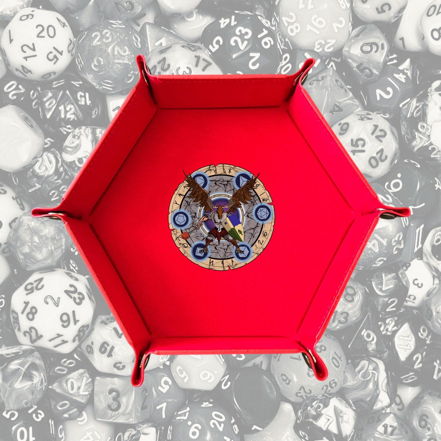 Katahdin Con Dice Tray – Foldable PU Leather Dice Tray for DND, RPG & Tabletop Games | 4 Designs, 6 Colors