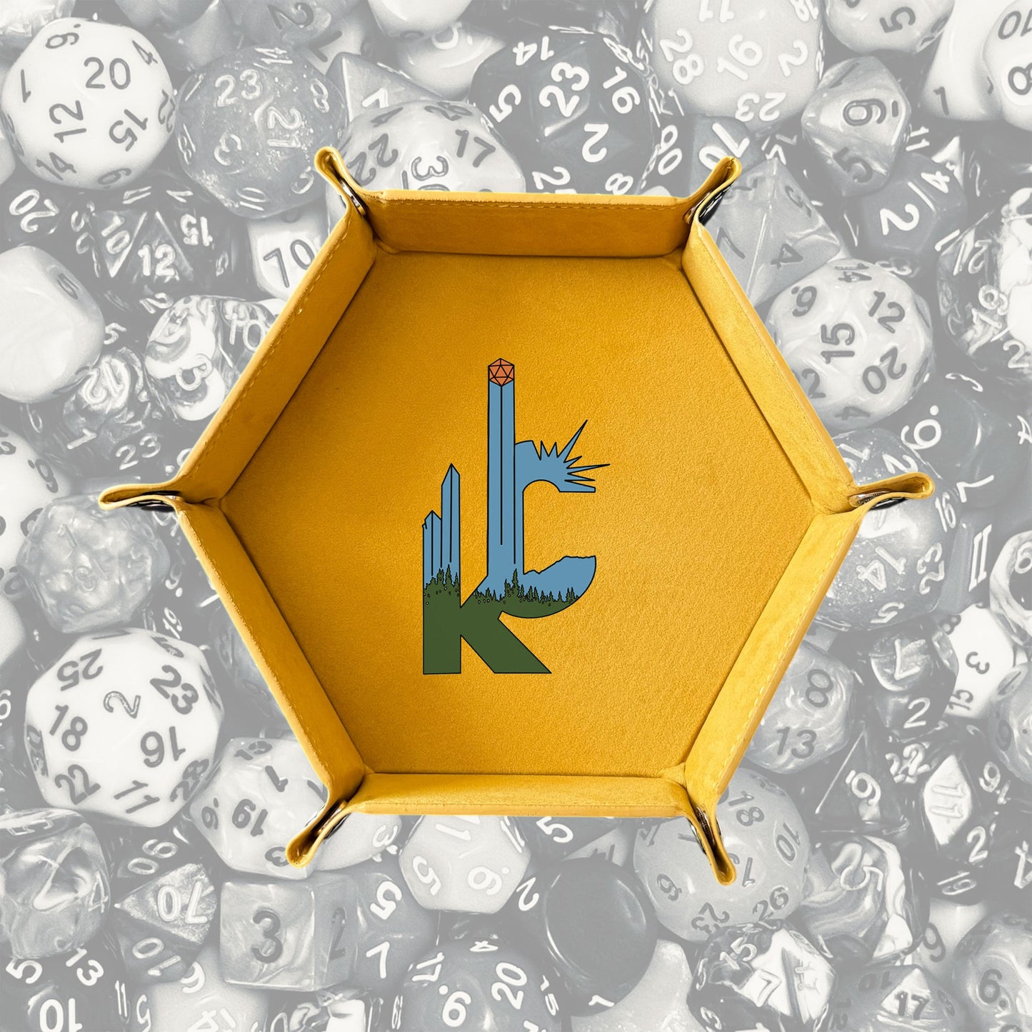 Katahdin Con Dice Tray – Foldable PU Leather Dice Tray for DND, RPG & Tabletop Games | 4 Designs, 6 Colors